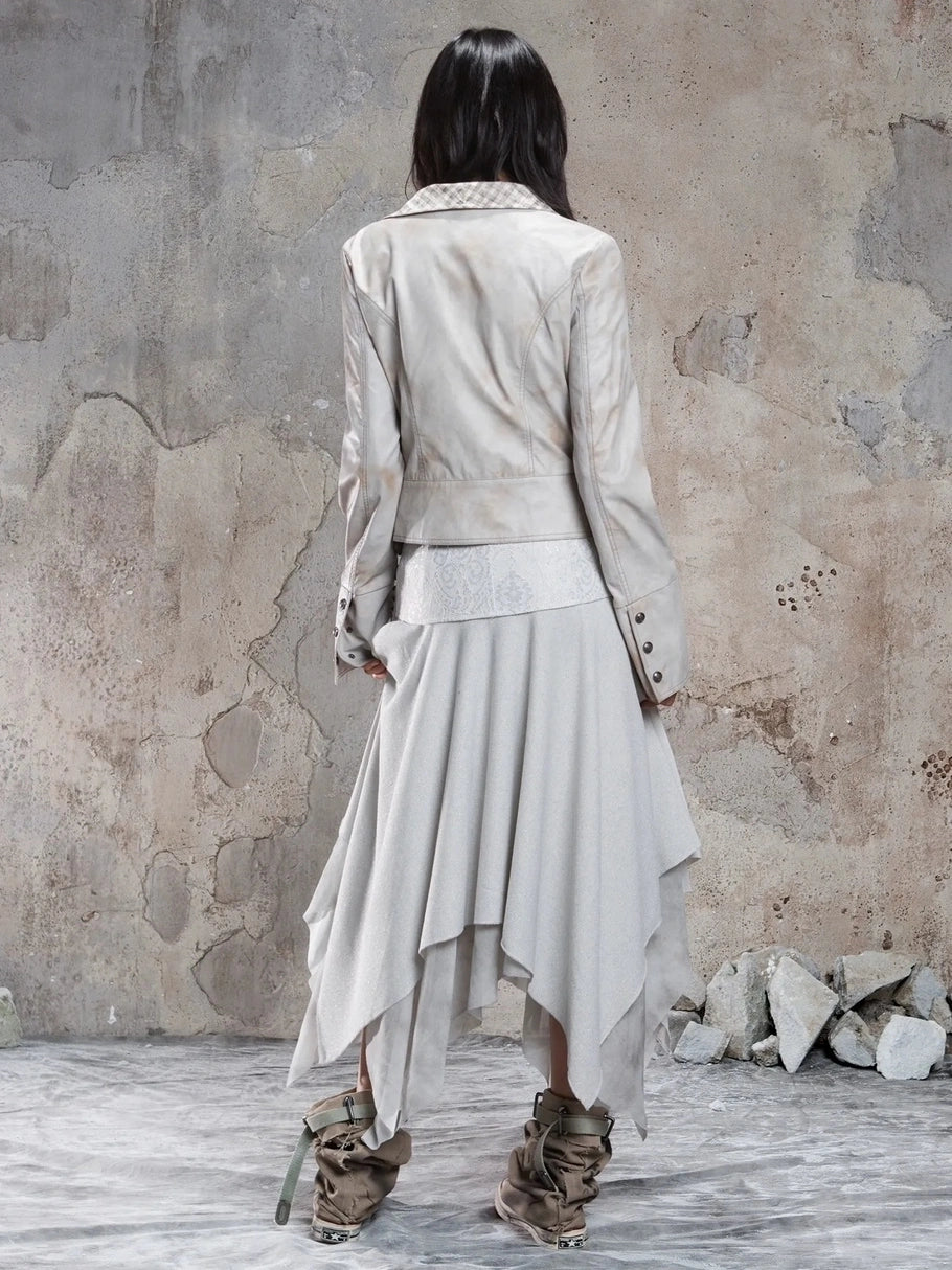 Punk Multi Layer Rivet Asymmetrical Long Skirt Skirt