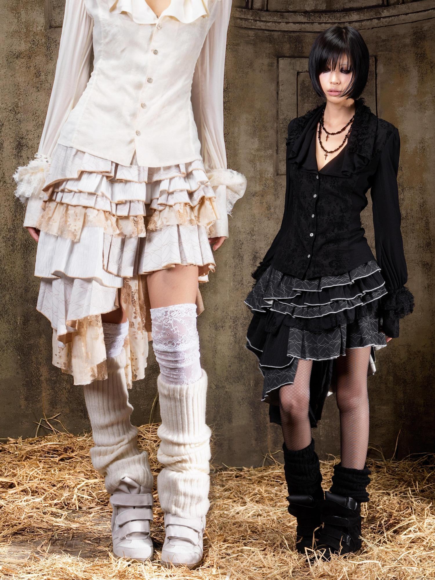 ARIADNAw Regal Multi Layer Puff Loose Fit Mid Rise Women City Date Travel Mini Skirt