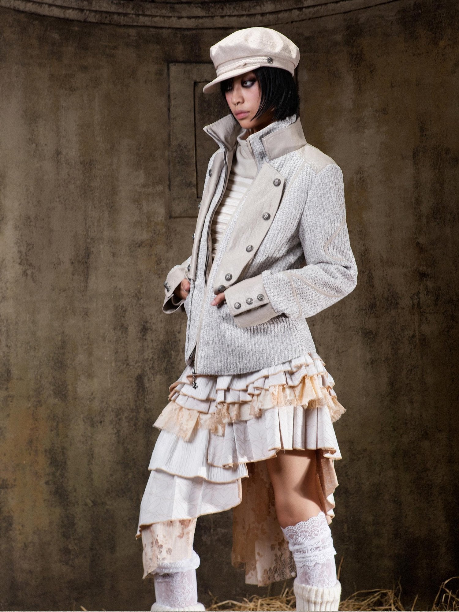 ARIADNAw Regal Multi Layer Puff Loose Fit Mid Rise Women City Date Travel Mini Skirt