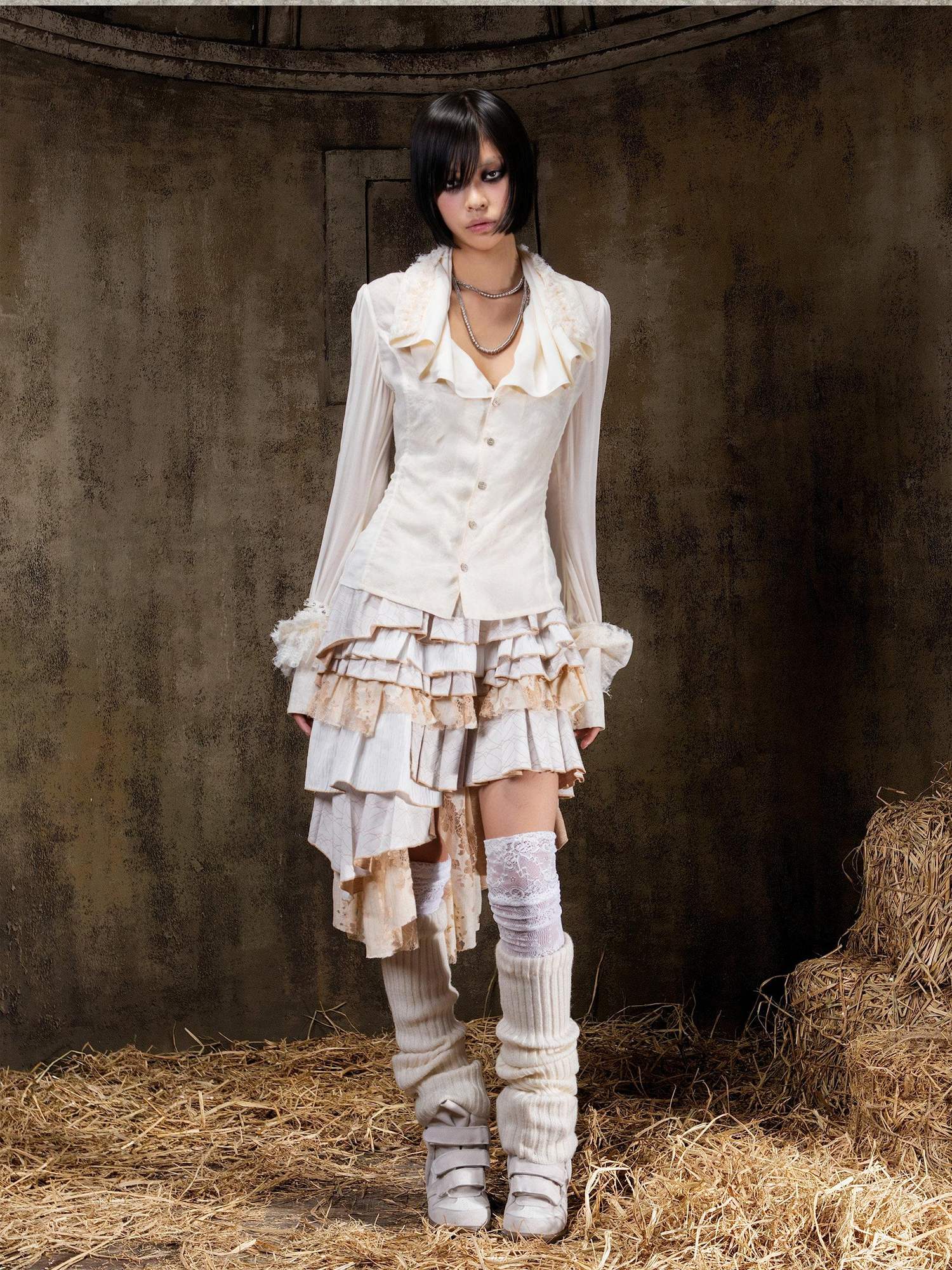 ARIADNAw Regal Multi Layer Puff Loose Fit Mid Rise Women City Date Travel Mini Skirt