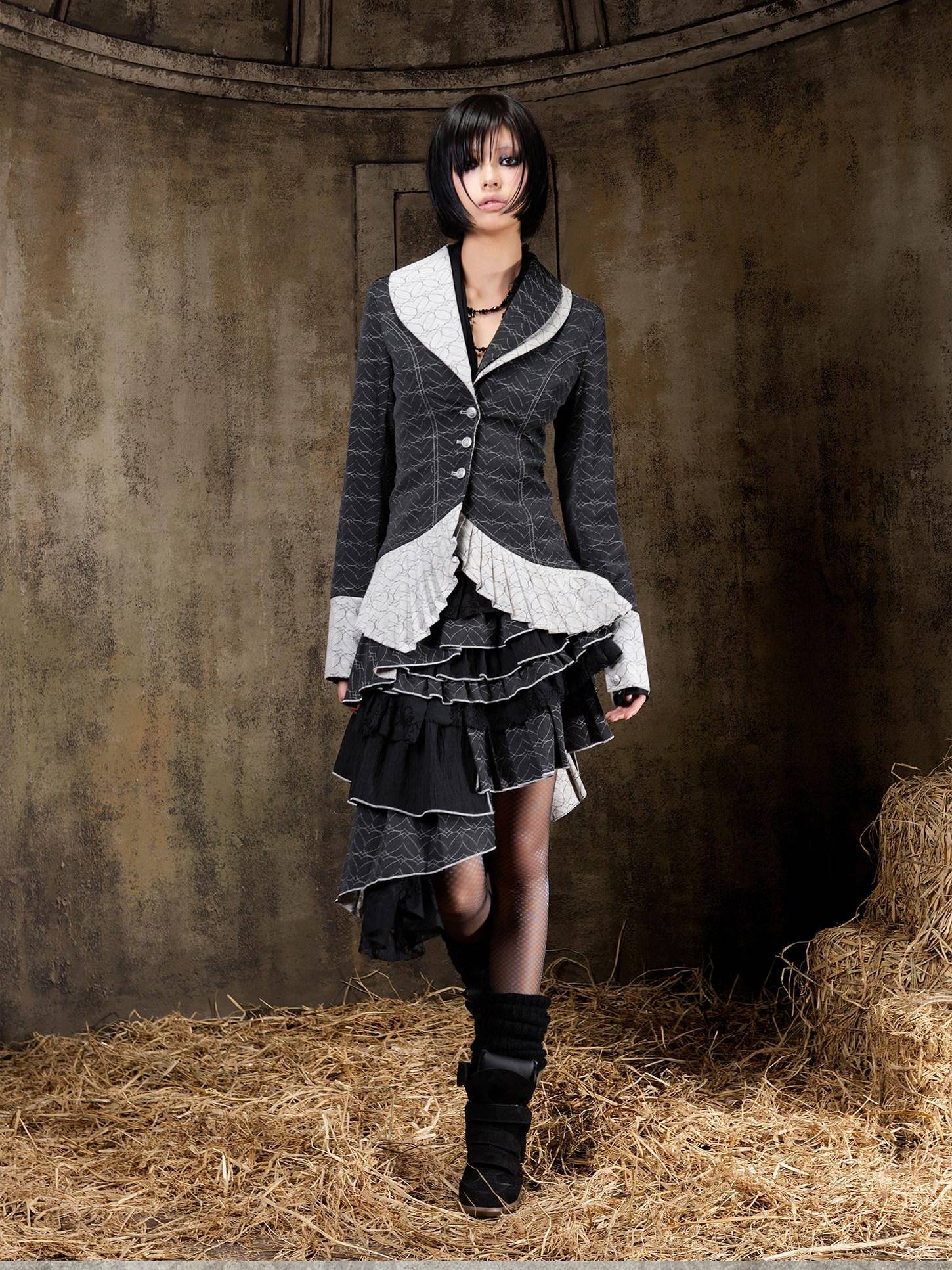 ARIADNAw Regal Multi Layer Puff Loose Fit Mid Rise Women City Date Travel Mini Skirt