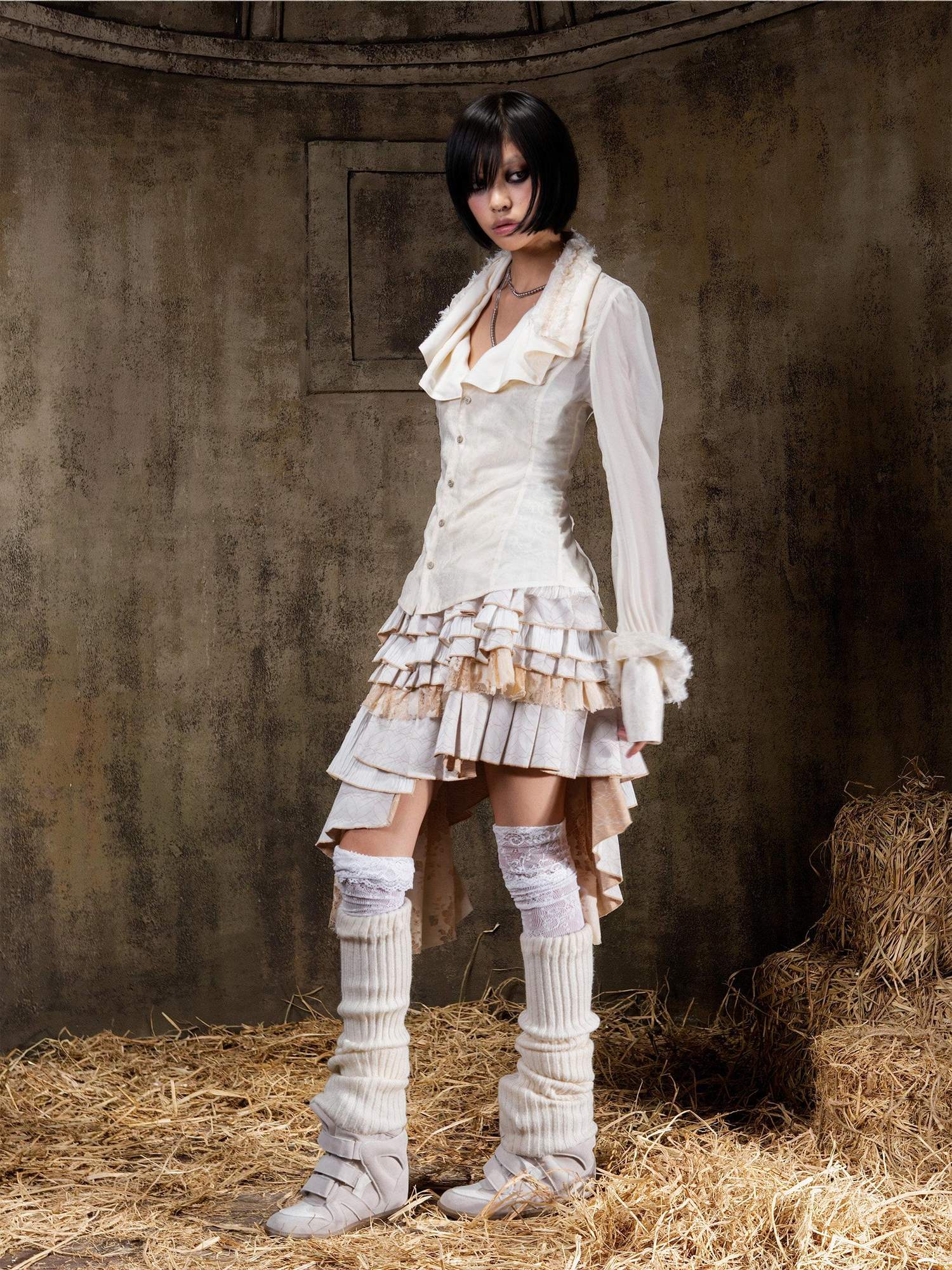 ARIADNAw Regal Multi Layer Puff Loose Fit Mid Rise Women City Date Travel Mini Skirt