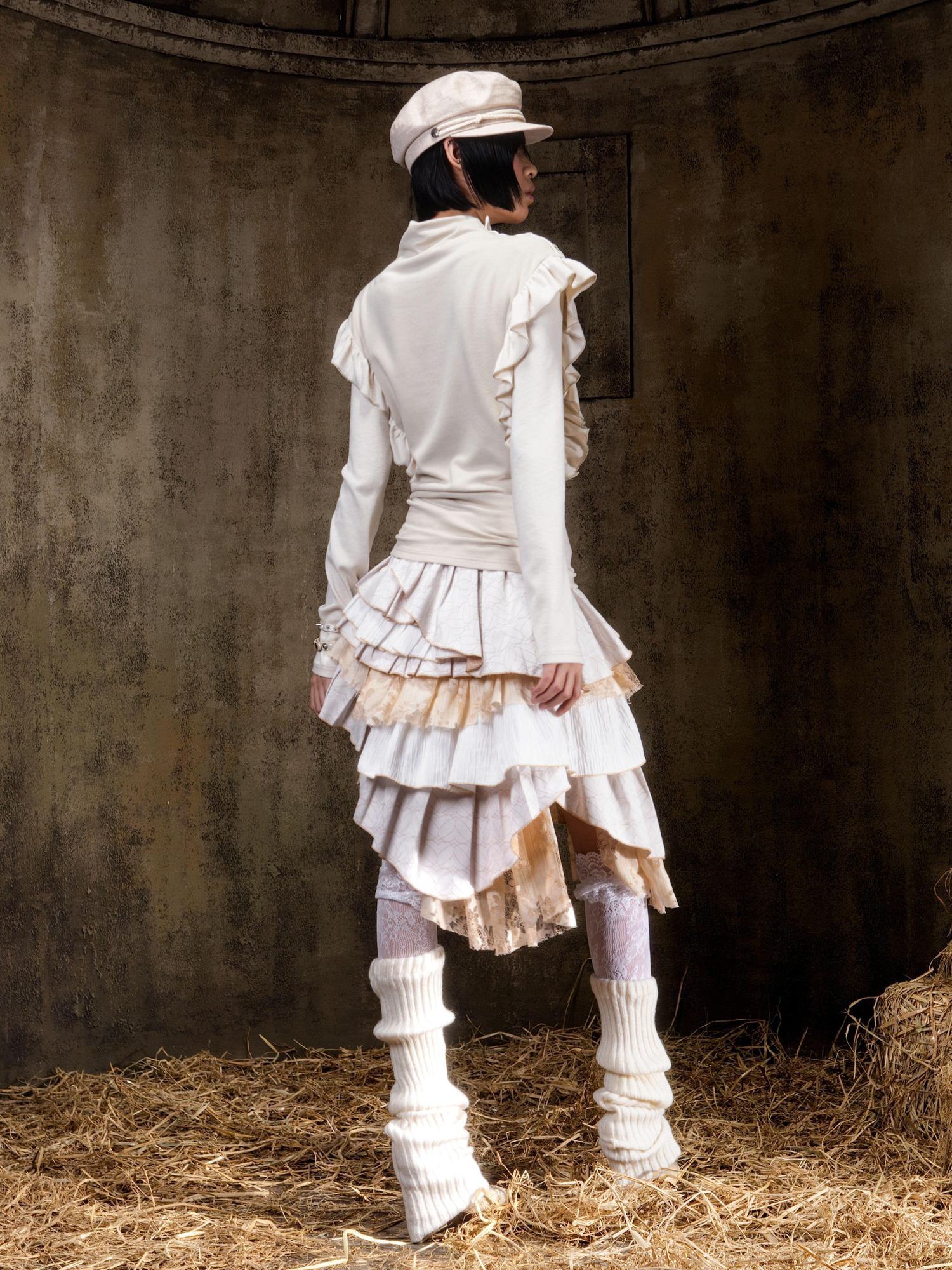 ARIADNAw Regal Multi Layer Puff Loose Fit Mid Rise Women City Date Travel Mini Skirt