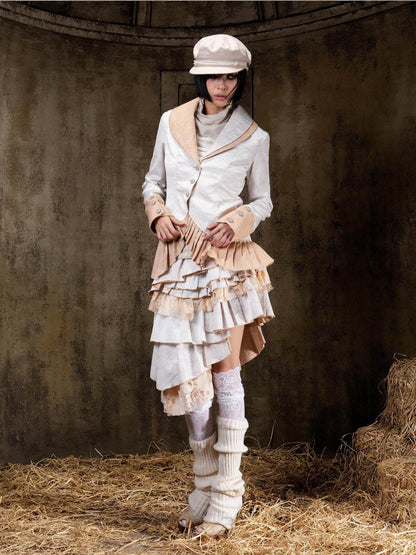 ARIADNAw Regal Multi Layer Puff Loose Fit Mid Rise Women City Date Travel Mini Skirt