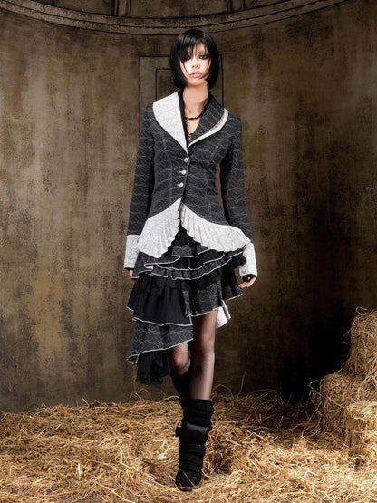 ARIADNAw Regal Multi Layer Puff Loose Fit Mid Rise Women City Date Travel Mini Skirt