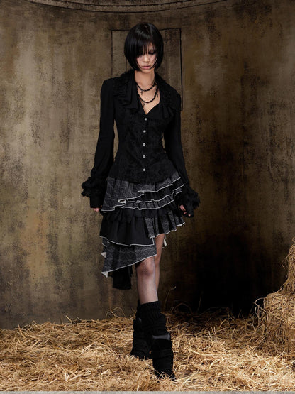 ARIADNAw Regal Multi Layer Puff Loose Fit Mid Rise Women City Date Travel Mini Skirt