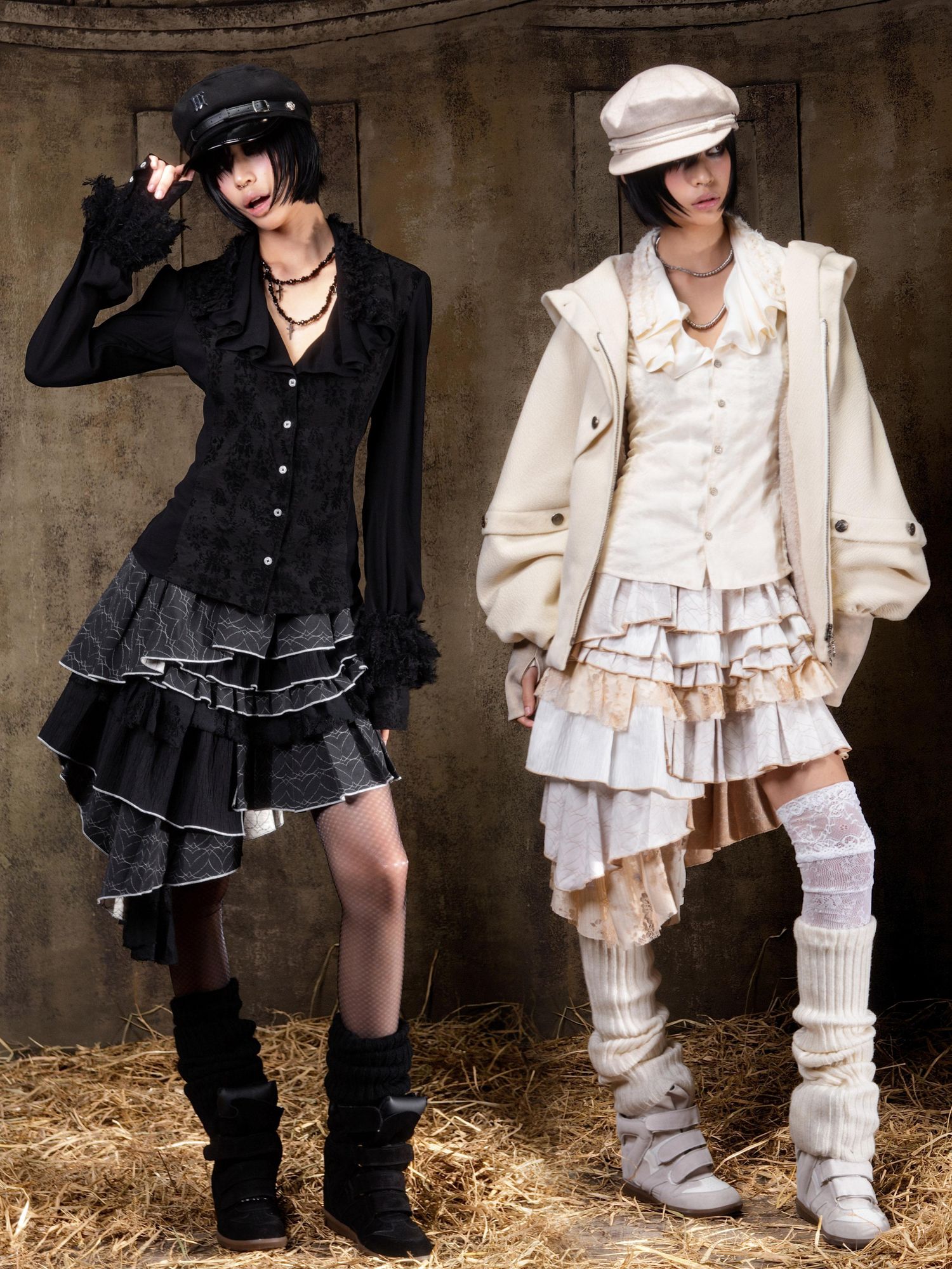 ARIADNAw Regal Multi Layer Puff Loose Fit Mid Rise Women City Date Travel Mini Skirt