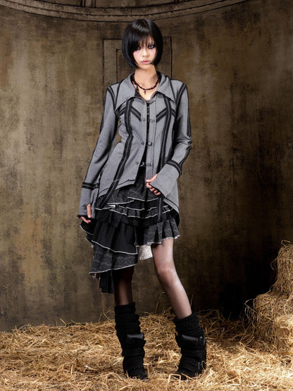 ARIADNAw Regal Multi Layer Puff Loose Fit Mid Rise Women City Date Travel Mini Skirt