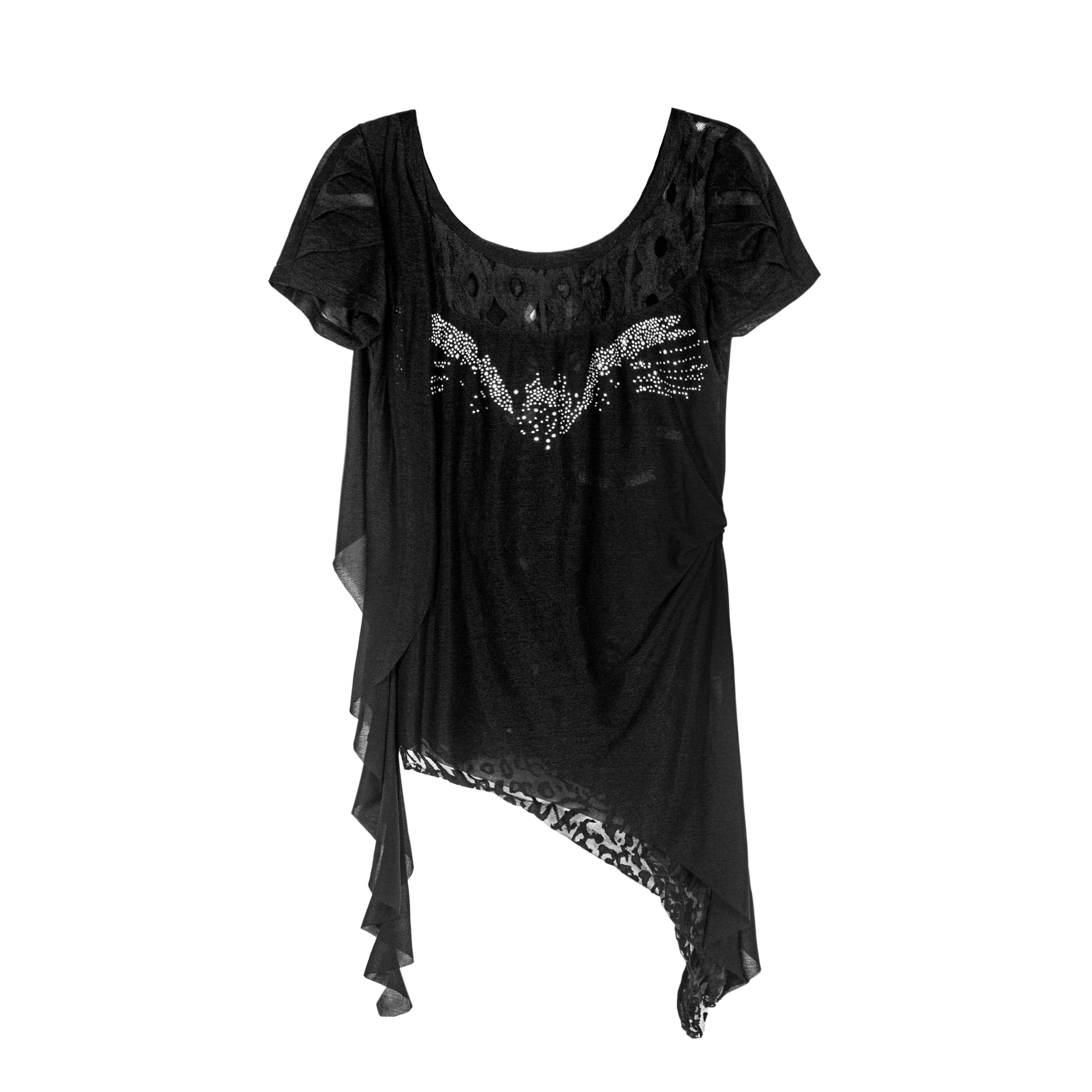 ARIADNAw_Rhinestone_Patchwork_Punk_Loose_3D_Tailored_Womens_Black_Short_Sleeve_T-Shirts_MISSTT
