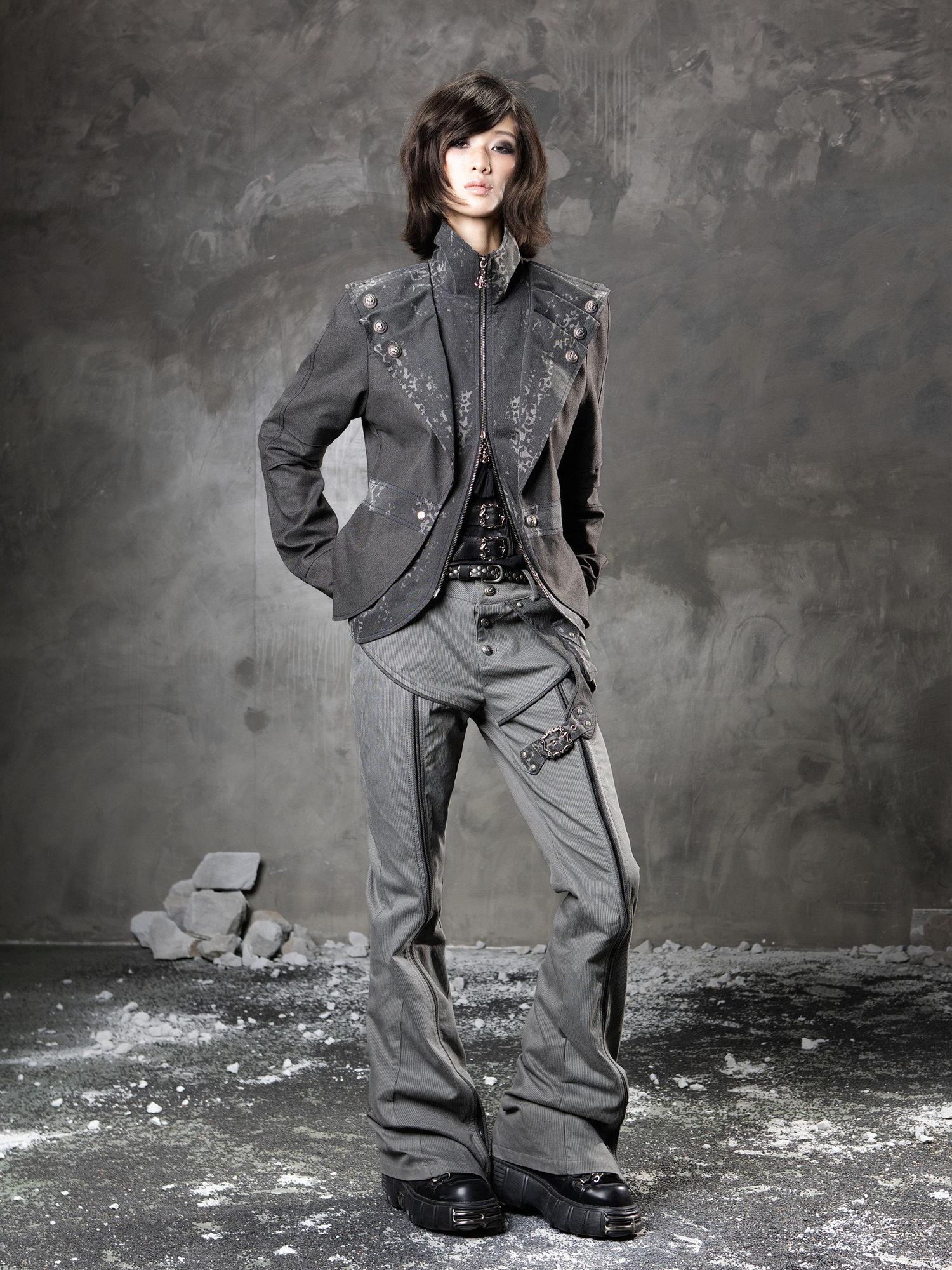 ARIADNAw Slim Low Waist Straight Cut Zipper Women Colorblock Flare Pants