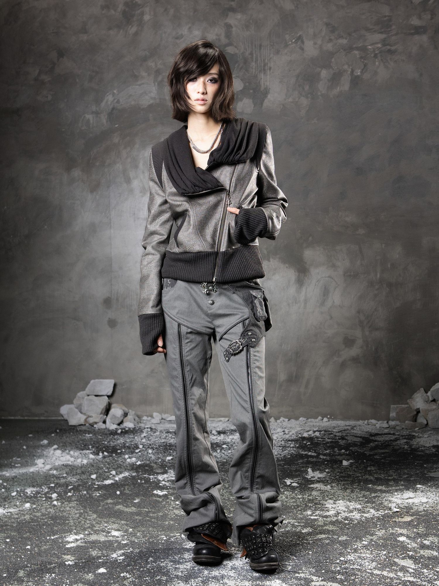 ARIADNAw Slim Low Waist Straight Cut Zipper Women Colorblock Flare Pants