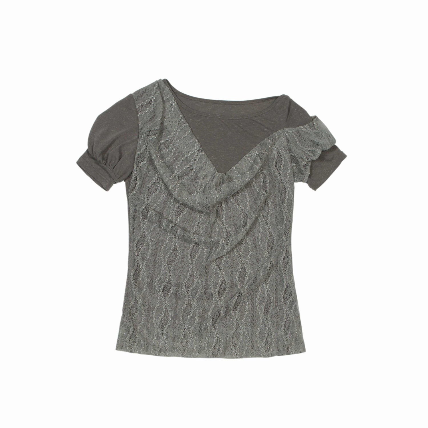 ARIADNAw Soft Stretch Casual Boat Neck Women Cotton Blend Gray Short Sleeve T-Shirts