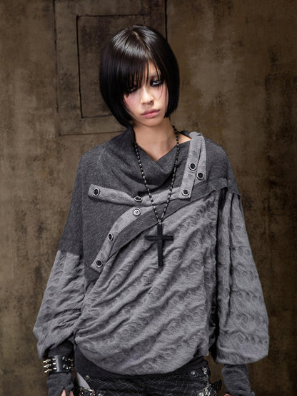 ARIADNAw Soft Vintage Loose Patchwork Batwing Cowl Neck Polka Dot Girls Hoodies