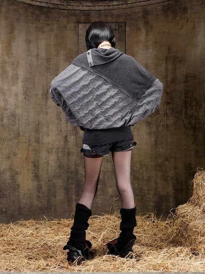 ARIADNAw Soft Vintage Loose Patchwork Batwing Cowl Neck Polka Dot Girls Hoodies