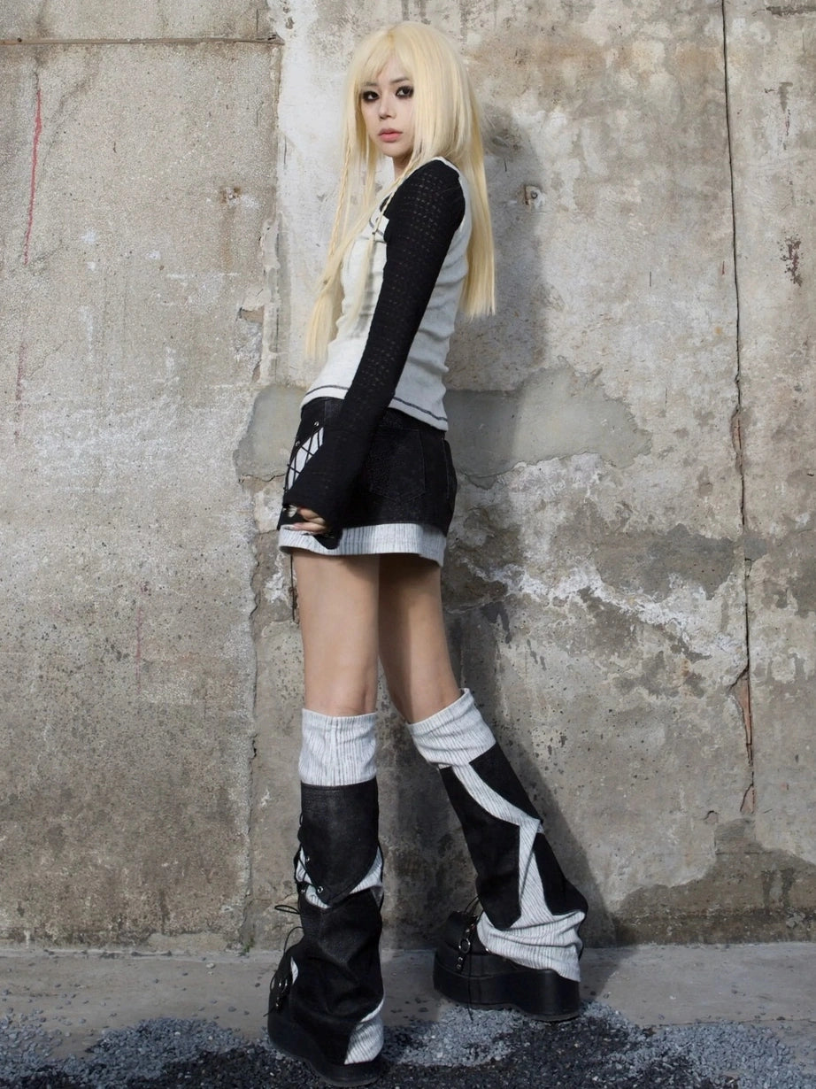 ARIADNAw Street Punk Fringe Legwarmer Skirt Skirt