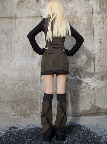 ARIADNAw Street Punk Fringe Legwarmer Skirt Skirt