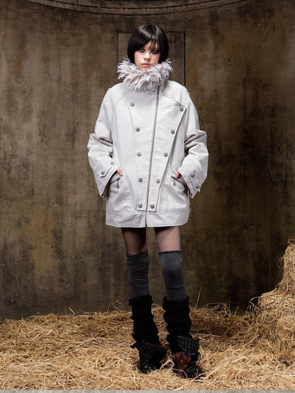 ARIADNAw Tie Waist Single Breasted Commuter Long Sleeve Black Grey Jacket