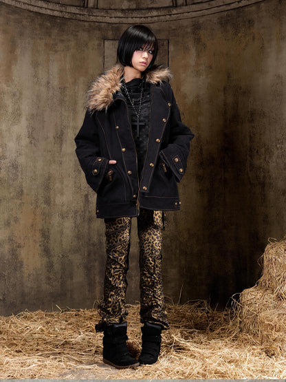 ARIADNAw Tie Waist Single Breasted Commuter Long Sleeve Black Grey Jacket