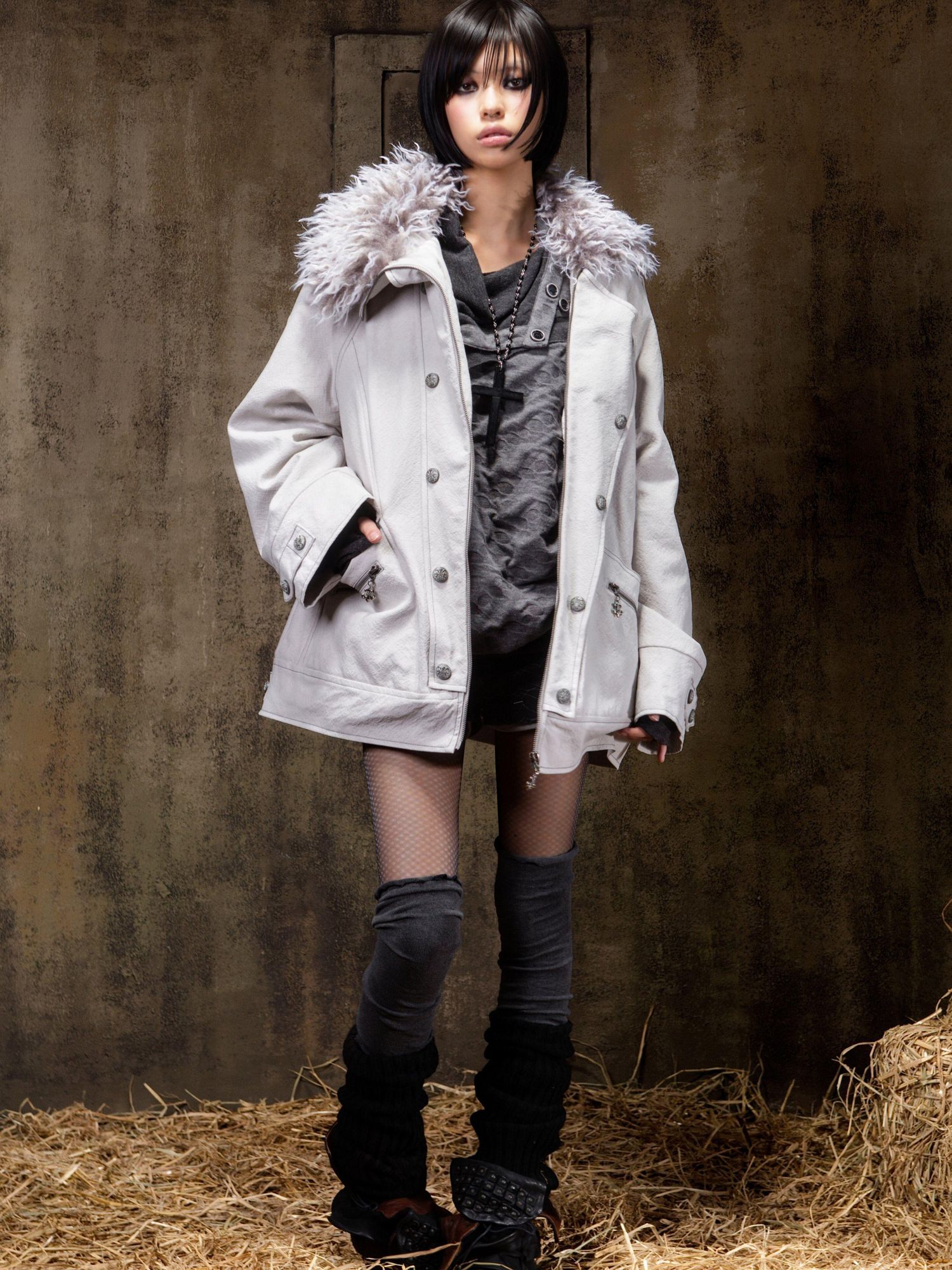 ARIADNAw Tie Waist Single Breasted Commuter Long Sleeve Black Grey Jacket