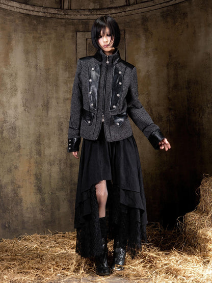 ARIADNAw Tied Waist Denim Style Straight Fit Women Long Sleeve Solid Color Jacket