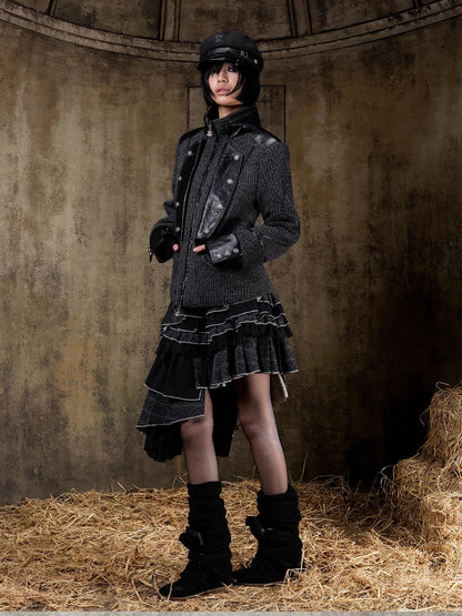 ARIADNAw Tied Waist Denim Style Straight Fit Women Long Sleeve Solid Color Jacket