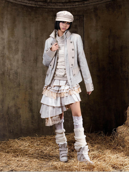 ARIADNAw Tied Waist Denim Style Straight Fit Women Long Sleeve Solid Color Jacket