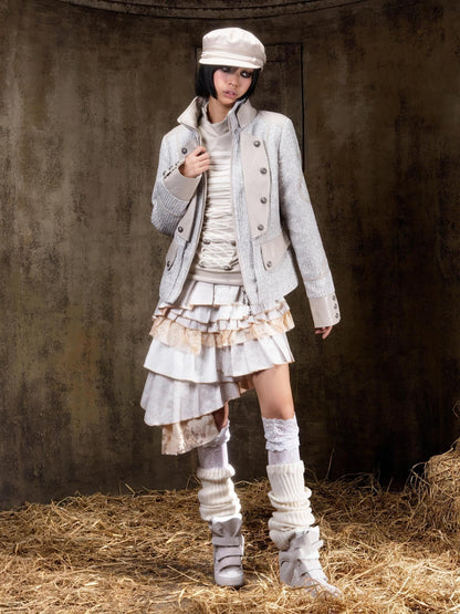 ARIADNAw Tied Waist Denim Style Straight Fit Women Long Sleeve Solid Color Jacket