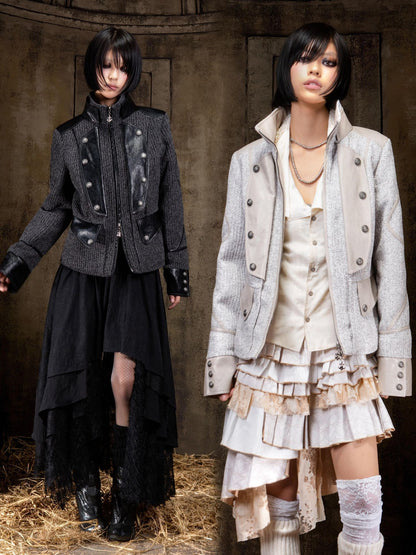 ARIADNAw Tied Waist Denim Style Straight Fit Women Long Sleeve Solid Color Jacket