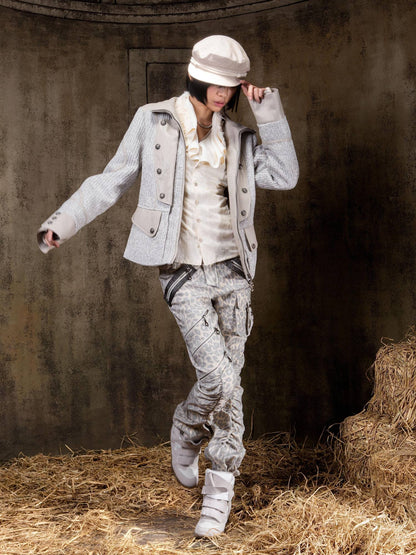 ARIADNAw Tied Waist Denim Style Straight Fit Women Long Sleeve Solid Color Jacket