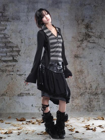 ARIADNAw Two Tone V-neck Knit Top Cardigan