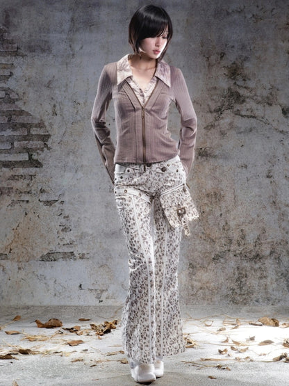 ARIADNAw Two Tone V-neck Knit Top Cardigan