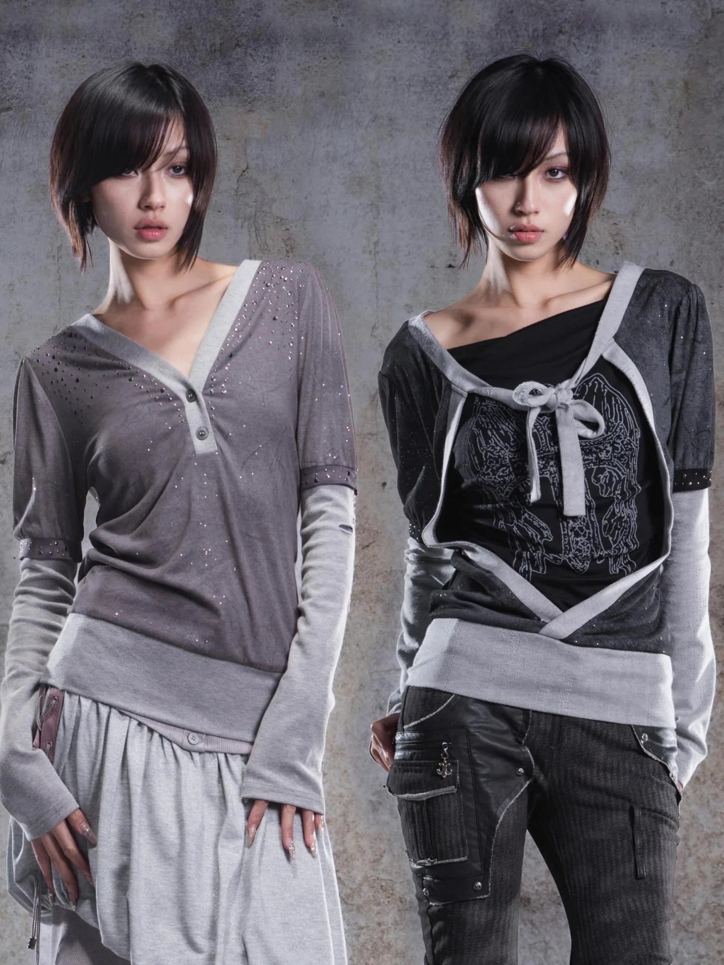 ARIADNAw Two Way V-neck Stretch Knit Top Cardigan