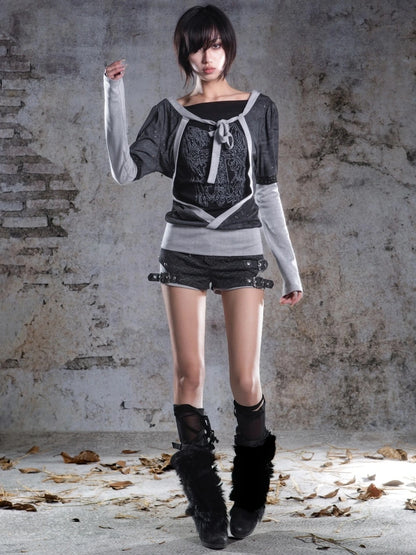 ARIADNAw Two Way V-neck Stretch Knit Top Cardigan