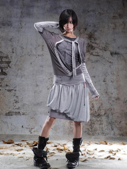 ARIADNAw Two Way V-neck Stretch Knit Top Cardigan