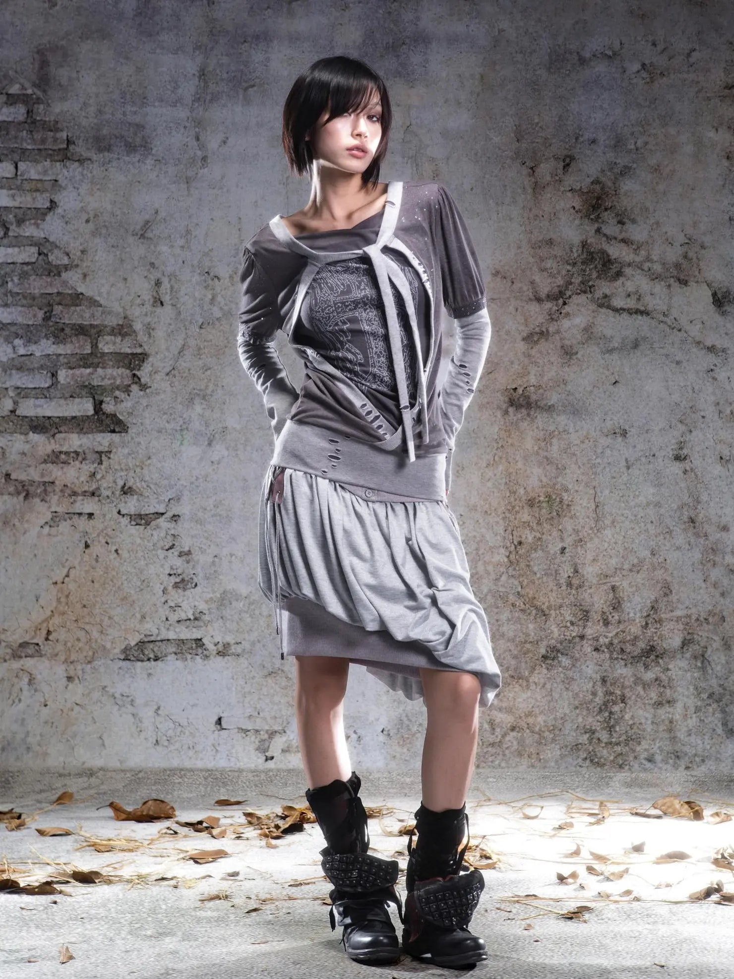 ARIADNAw Two Way V-neck Stretch Knit Top Cardigan