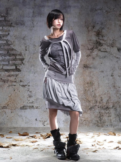 ARIADNAw Two Way V-neck Stretch Knit Top Cardigan