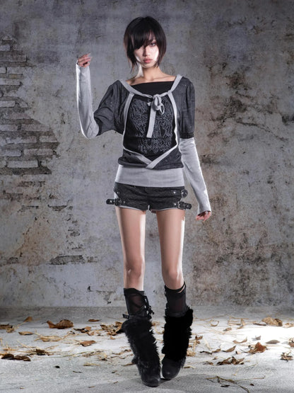 ARIADNAw Two Way V-neck Stretch Knit Top Cardigan