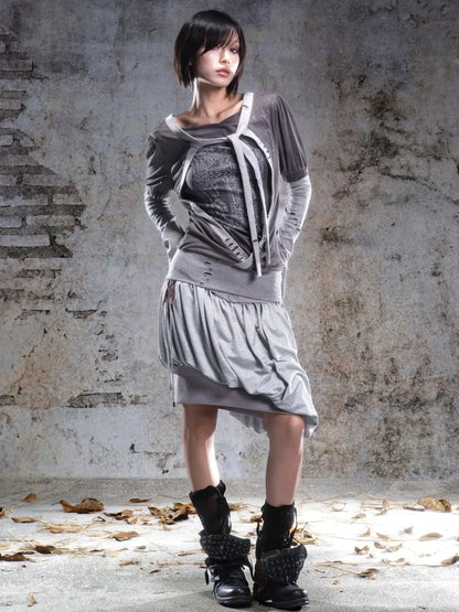 ARIADNAw Two Way V-neck Stretch Knit Top Cardigan