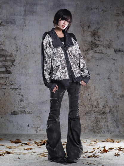 ARIADNAw Velvet Collar Contrast Trim Coat Jacket