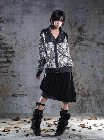 ARIADNAw Velvet Collar Contrast Trim Coat Jacket