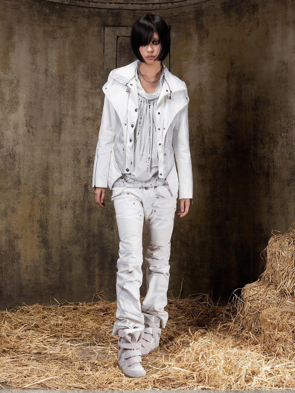 ARIADNAw Victorian Faux Layered Slim Fit Punk Gothic Button Front Women&