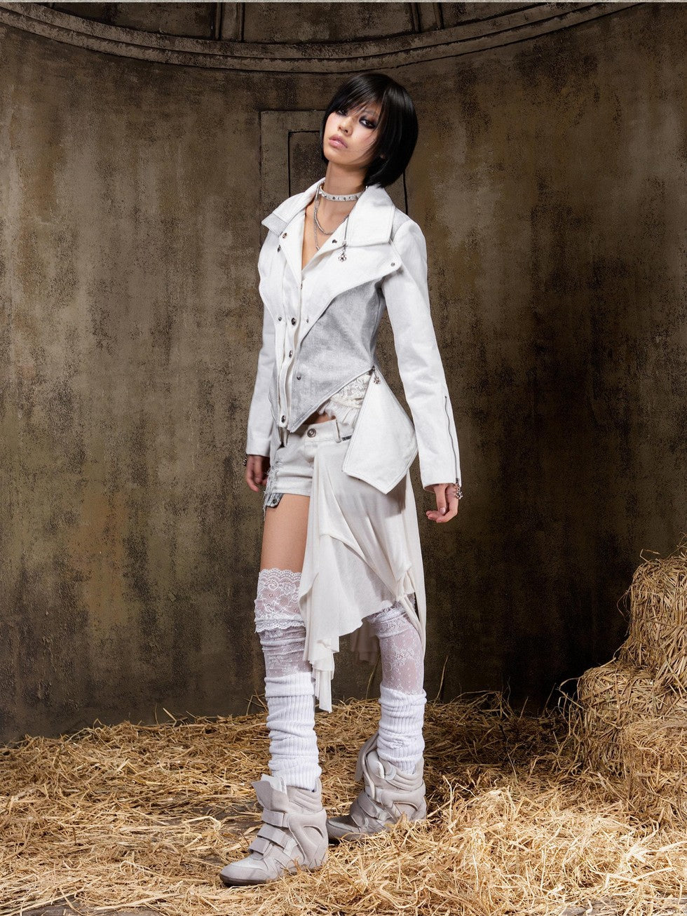 ARIADNAw Victorian Faux Layered Slim Fit Punk Gothic Button Front Women&