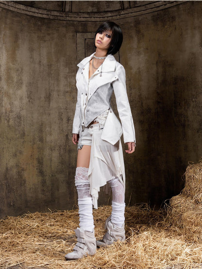 ARIADNAw Victorian Faux Layered Slim Fit Punk Gothic Button Front Women&