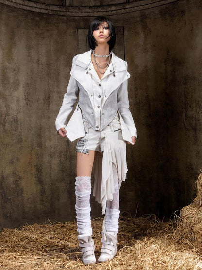 ARIADNAw Victorian Faux Layered Slim Fit Punk Gothic Button Front Women&