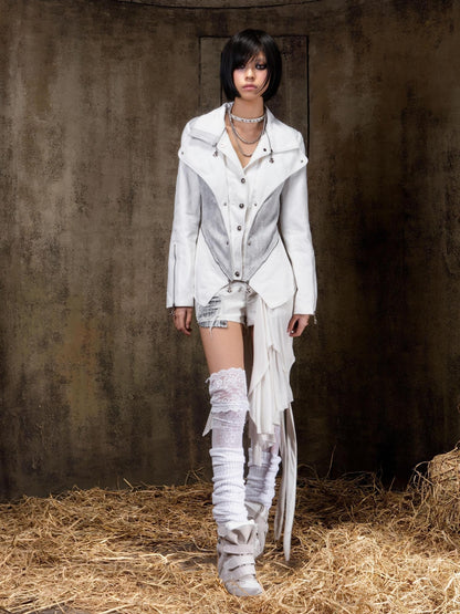 ARIADNAw Victorian Faux Layered Slim Fit Punk Gothic Button Front Women&