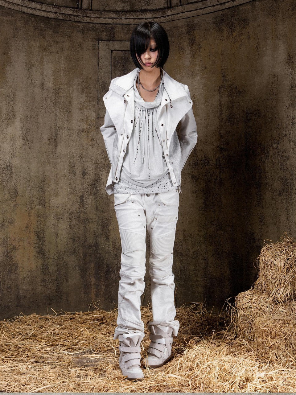 ARIADNAw Victorian Faux Layered Slim Fit Punk Gothic Button Front Women&