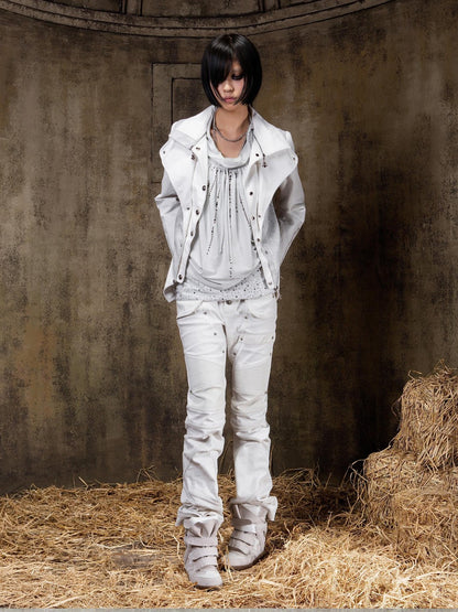 ARIADNAw Victorian Faux Layered Slim Fit Punk Gothic Button Front Women&