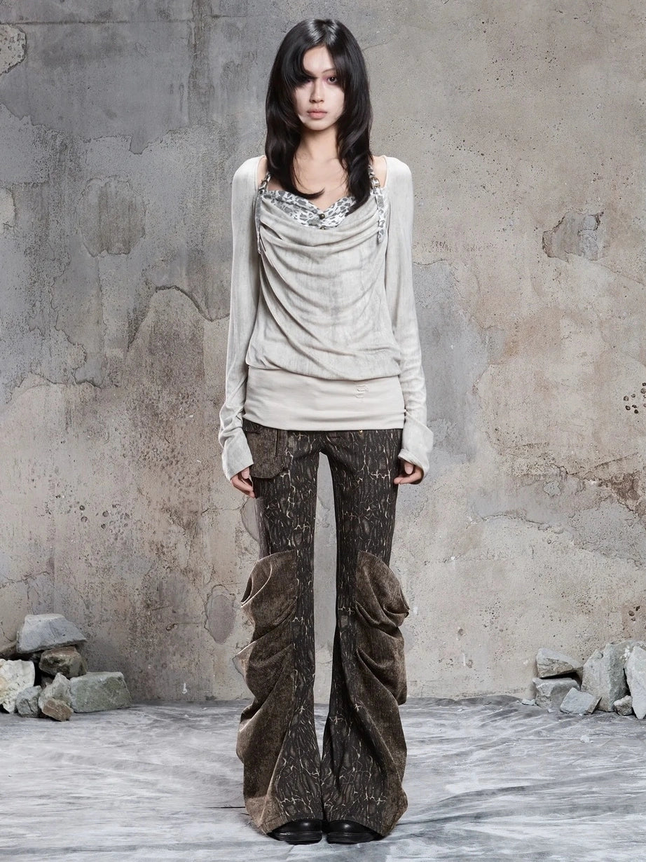 ARIADNAw Vintage Draped Punk Ruffle Top Cardigan