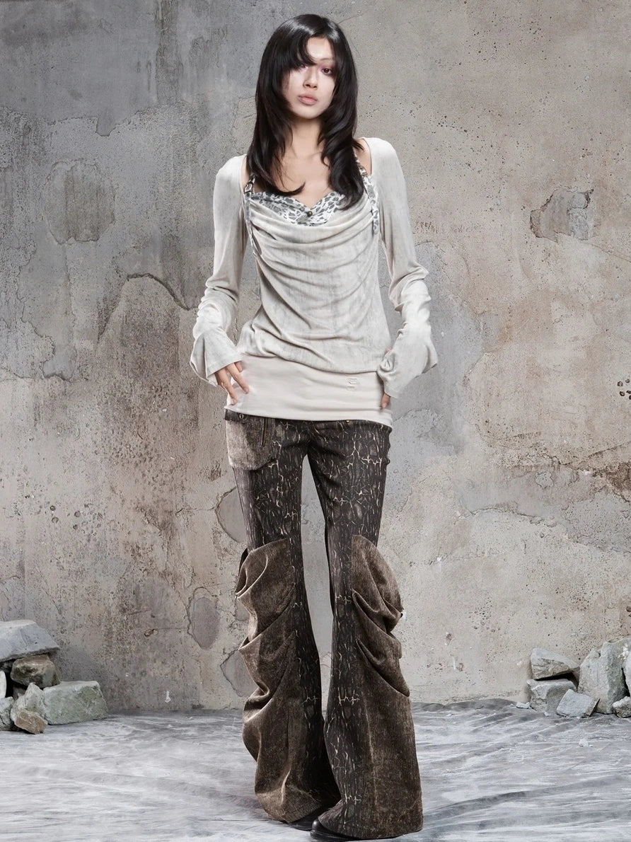 ARIADNAw Vintage Draped Punk Ruffle Top Cardigan