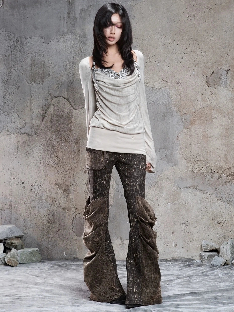 ARIADNAw Vintage Draped Punk Ruffle Top Cardigan